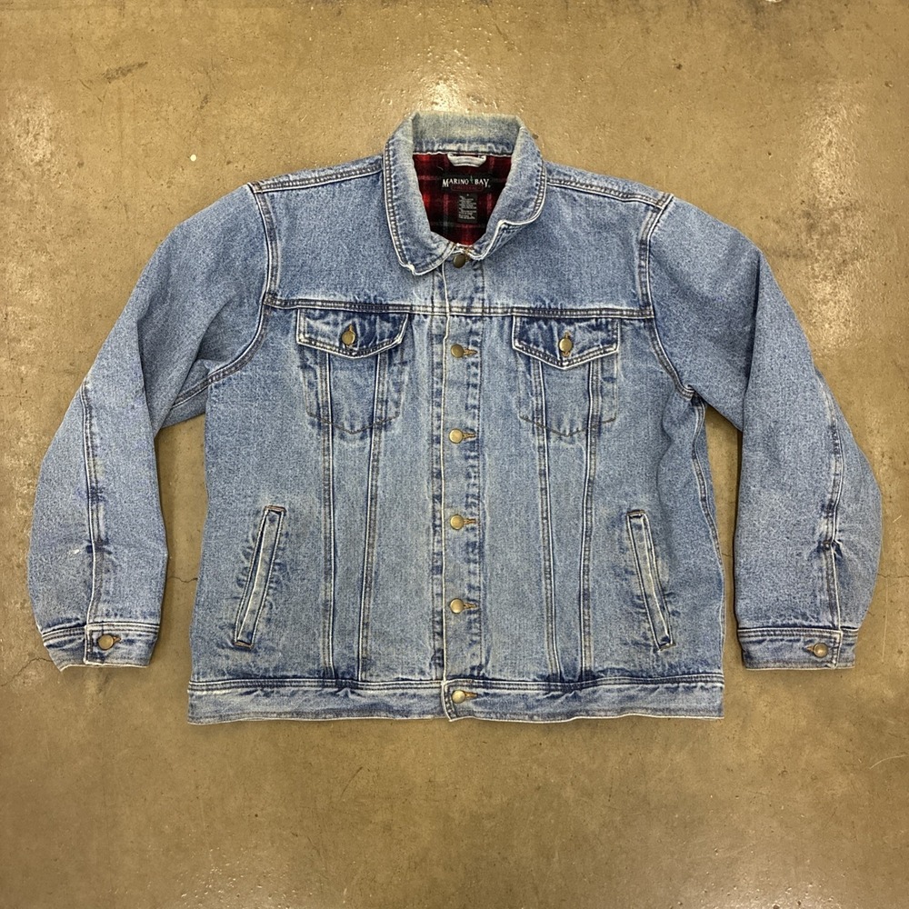 Vintage Marino Bay Jacket Mens L Denim Fleece Lined Jacket Workwear Barn Chore